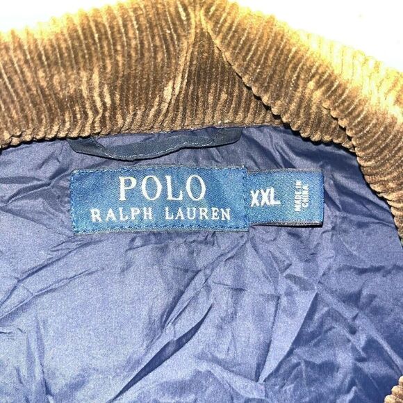 POLO Ralph Lauren Navy Blue Quilted Vest Brown Corduroy Collar Women’s XXL - Picture 4 of 15